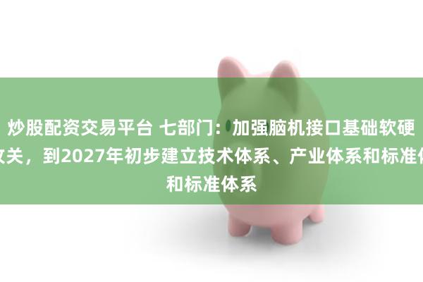 炒股配资交易平台 七部门：加强脑机接口基础软硬件攻关，到2027年初步建立技术体系、产业体系和标准体系