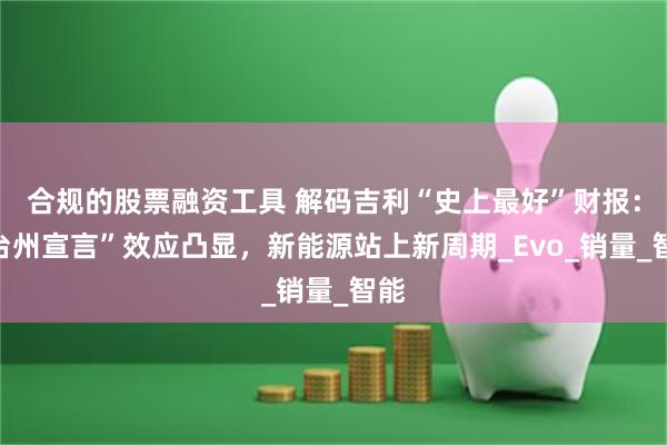 合规的股票融资工具 解码吉利“史上最好”财报：“台州宣言”效应凸显，新能源站上新周期_Evo_销量_智能